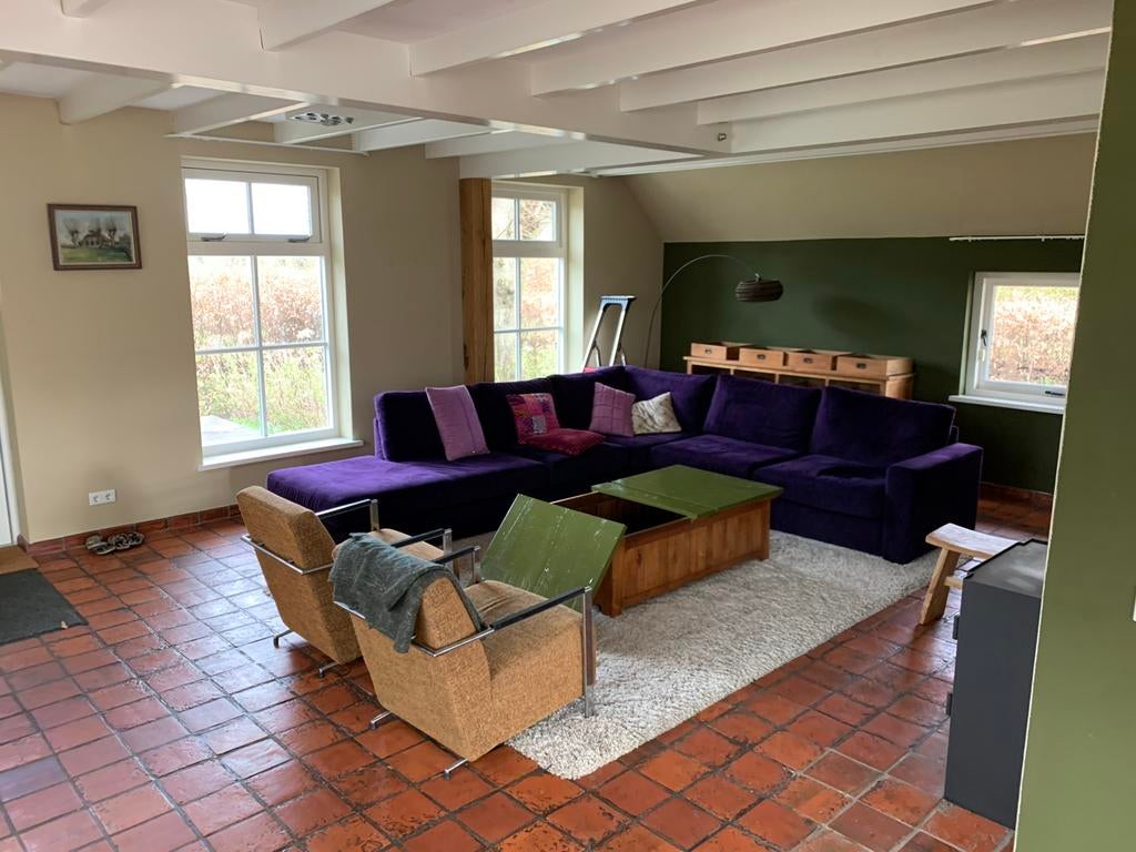 Unieke houten salontafel met groen blad, Ophalen, Gebruikt, 100 tot 150 cm, 50 tot 100 cm