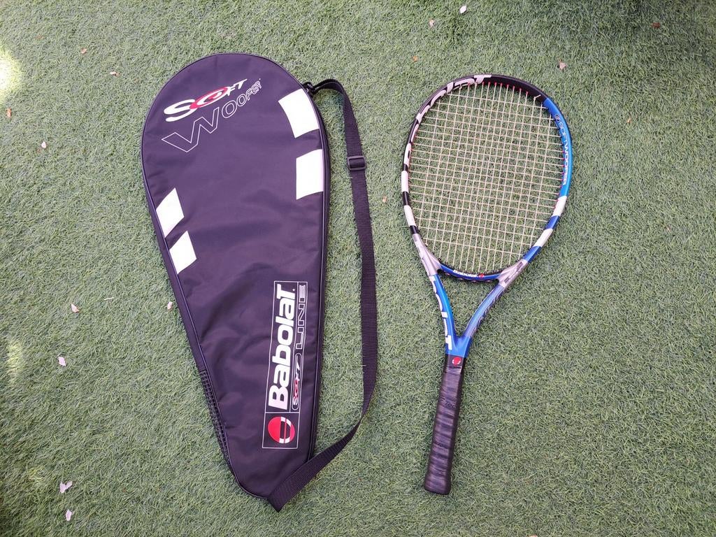 Babolat Soft Drive tennisracket L1 blauw-zilver, Gebruikt, L1, Ophalen of Verzenden, Racket