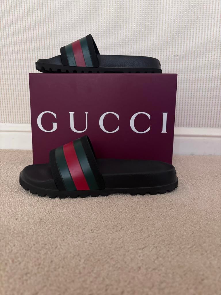 Gucci Slides EU 42, Kleding | Heren, Slippers, Zwart, Nieuw, Ophalen of Verzenden