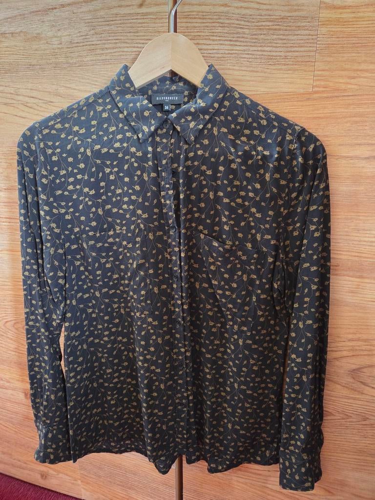 Silvercreek blouse zwart/taupe maat 34, Kleding | Dames, Ophalen of Verzenden