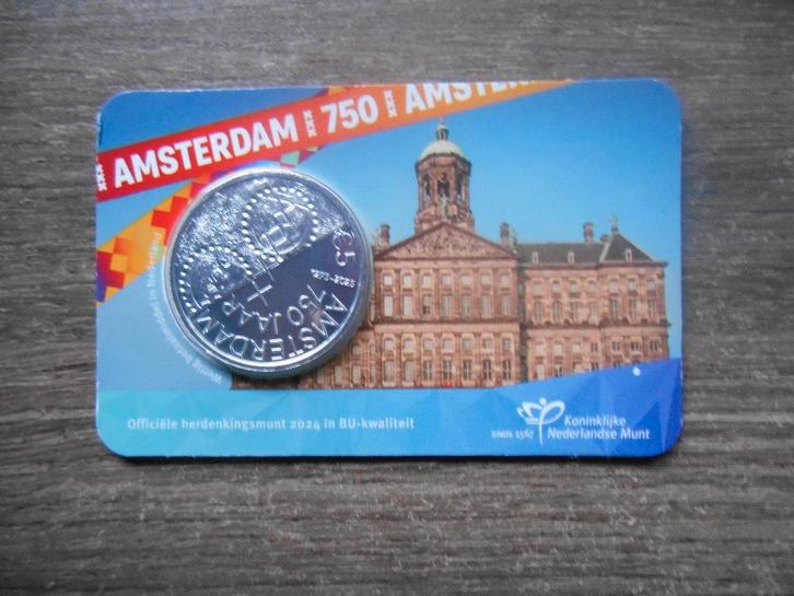 750 jaar Amsterdam Vijfje 2024 BU-kwaliteit in coincard, Postzegels en Munten, Munten | Nederland, Euro's, Koningin Beatrix, Ophalen of Verzenden