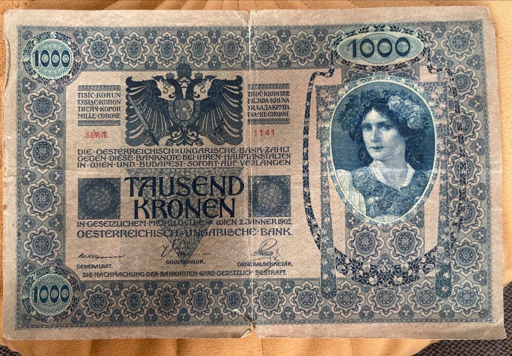1000 Kronen 1902 Oostenrijk-Hongarije bankbiljet, Postzegels en Munten, Bankbiljetten | Europa | Niet-Eurobiljetten, Ophalen of Verzenden