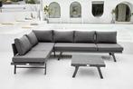 Aluminium hoek lounge set tuinbank sun bed, tafel kussens, Tuin en Terras, Tuinsets en Loungesets, Ophalen, 6 zitplaatsen, Bank