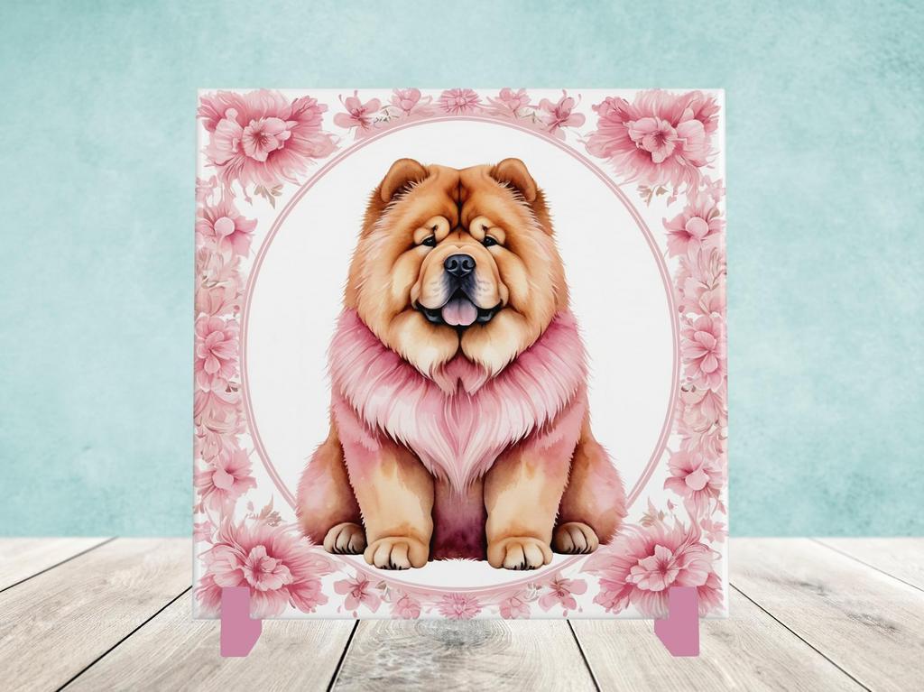 Chow Chow Delfts Roze tegel incl houder, Ophalen of Verzenden, Zo goed als nieuw