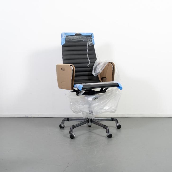 1x Vitra Eames EA 119 Bureaustoel Zwart Leer - Chroom, Huis en Inrichting, Bureaustoelen, Nieuw, Bureaustoel, Zwart, Ergonomisch