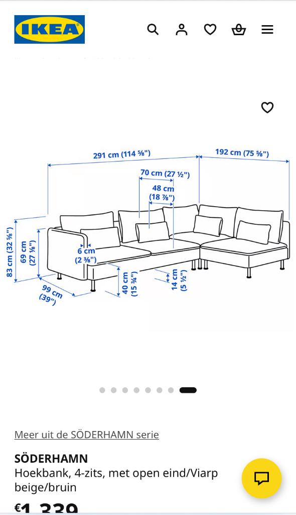 Bank SÖDERHAMN Modulaire van Ikea, Ophalen, Gebruikt, Hoekbank, 75 tot 100 cm