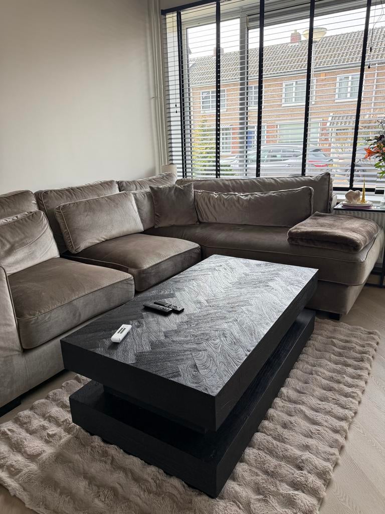 Moderne salontafel visgraatmotief, zwart Eric Kuster Stijl, Huis en Inrichting, Tafels | Salontafels, 100 tot 150 cm, Ophalen of Verzenden