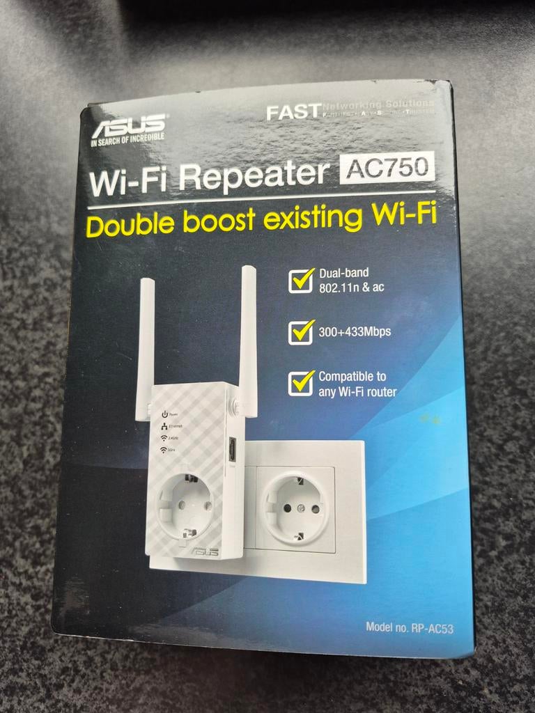 Nieuw in doos: Asus RP-AC53 AC750 Wifi Repeater / Versterker, Ophalen, Nieuw, Asus