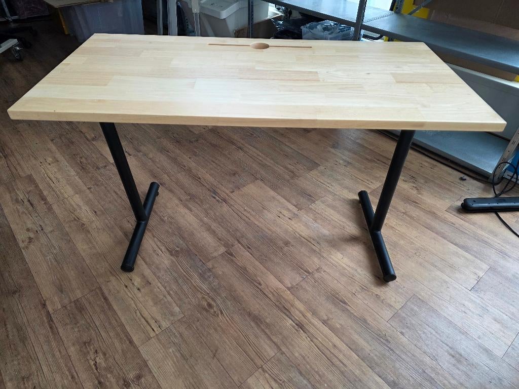 Bureau met bamboo tafelblad 120x60, Ophalen, Zo goed als nieuw