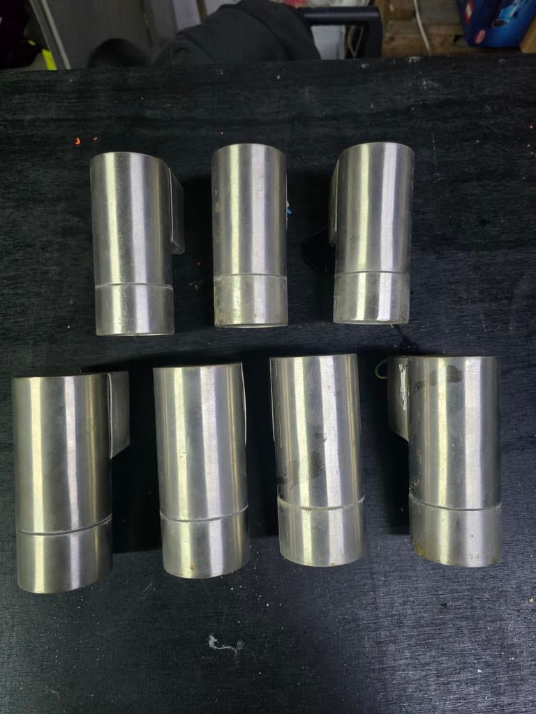 7x RVS Buitenlampen, Gebruikt, Minder dan 50 watt, Wandlamp, Ophalen of Verzenden