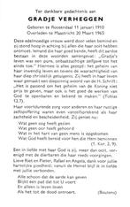 Verheggen Gradje Roosendaal 1910-1965 Maastricht, Verzamelen, Bidprentjes en Rouwkaarten, Ophalen of Verzenden