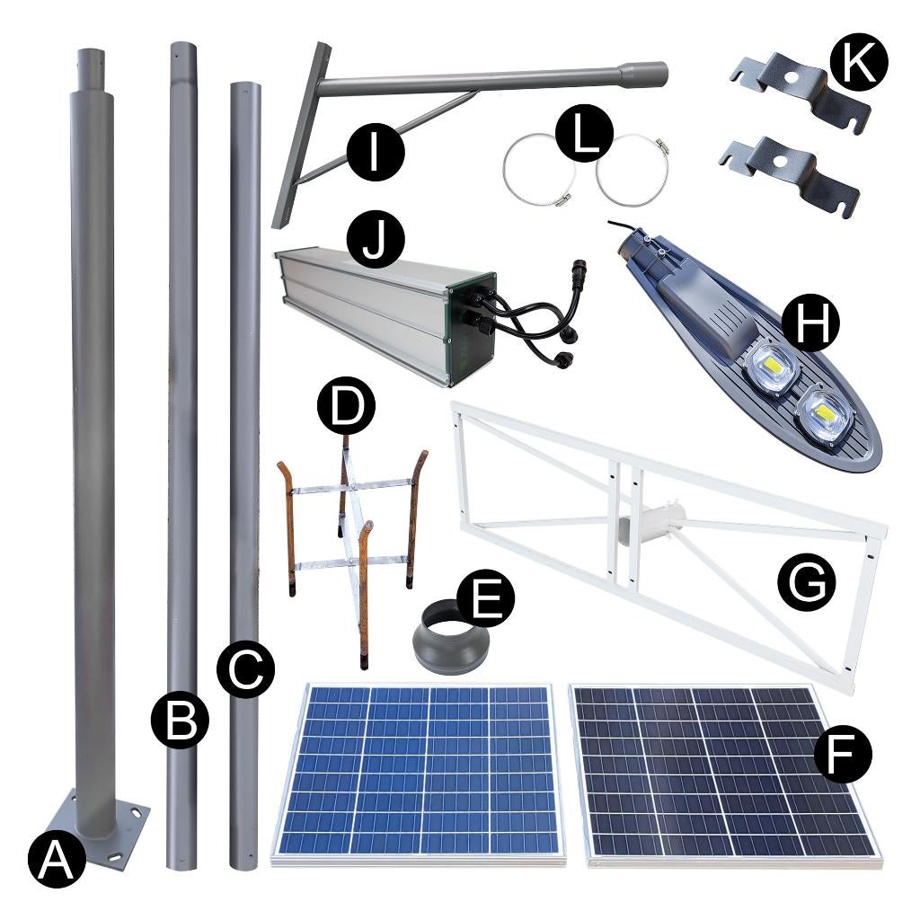 Solar Straatlantaarns (50W LED) met Accu & Paneel, Zonne-energie, Overige typen, Ophalen of Verzenden, Zo goed als nieuw