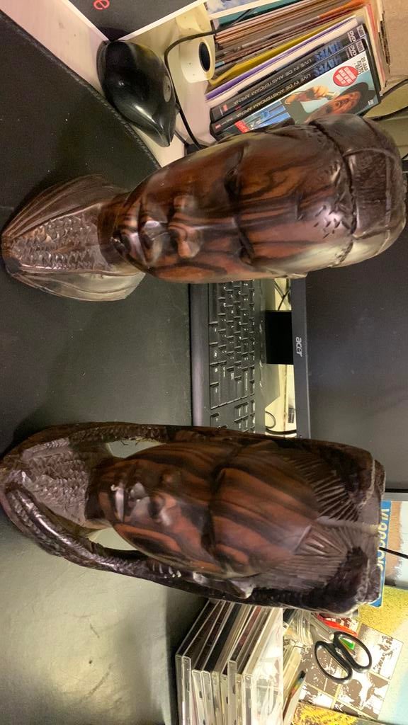 Twee mooie hard houten koppen, Antiek en Kunst, Ophalen of Verzenden