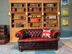 Chesterfield twee zit bank oxood rood, 125 cm of meer, Leer, Ophalen of Verzenden, Zo goed als nieuw
