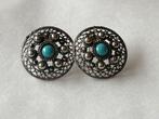Zilveren streek oorbellen Turkoois, Sieraden, Tassen en Uiterlijk, Oorbellen, Verzenden, Zo goed als nieuw, Zilver