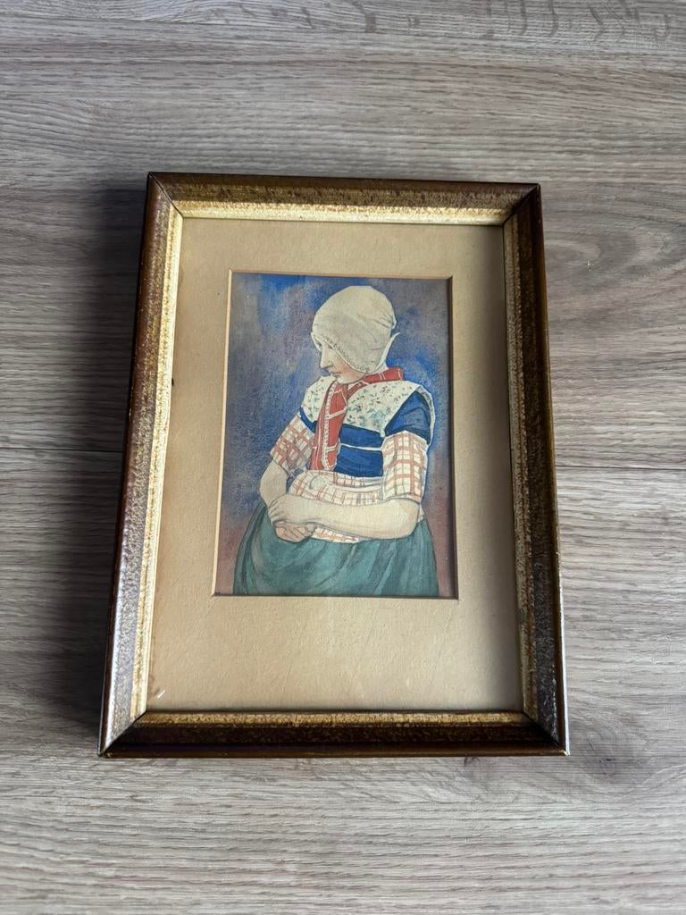 Waterverf achilderij meisje, Antiek en Kunst, Ophalen of Verzenden