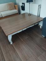 Brocante salontafel geloogd eiken met wit onderstel, Huis en Inrichting, Tafels | Salontafels, Ophalen, Gebruikt, Eikenhout, Brocante, Landelijk