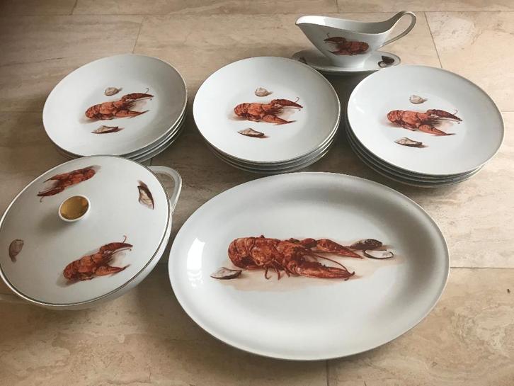 compleet 15-delig kreeften servies (Mitterte Bavario 65), Huis en Inrichting, Keuken | Servies, Gebruikt, Compleet servies, Overige stijlen