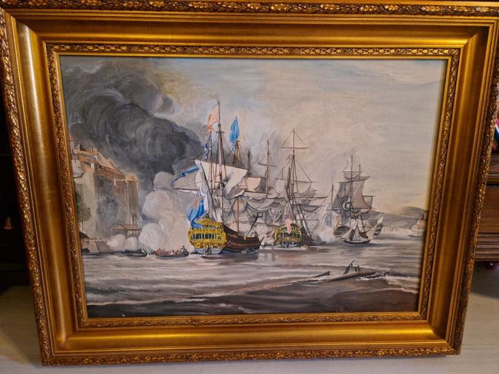 Zeeslag VOC schepen, Antiek en Kunst, Kunst | Schilderijen | Klassiek, Ophalen