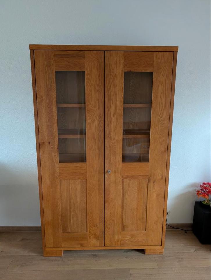 Te koop licht eiken vitrinekast. 195x120x40, Huis en Inrichting, Kasten | Vitrinekasten, Gebruikt, 150 tot 200 cm, 100 tot 150 cm