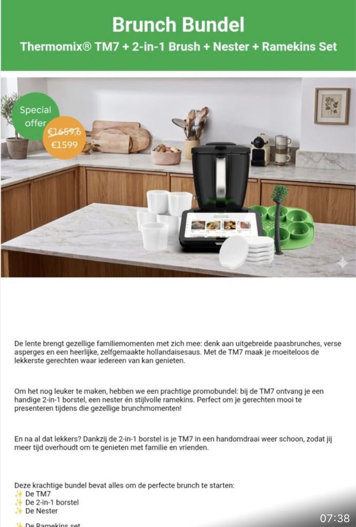 Thermomix Tm7 31 april ramacins,  brush en Nester €1599,-, Ophalen, Nieuw, 3 snelheden of meer, 2 tot 3 liter