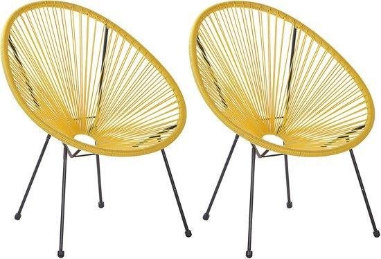 Twee BELIANI ACAPULCO Rotan Kunstof Geel, Ophalen, Zo goed als nieuw, Kunststof