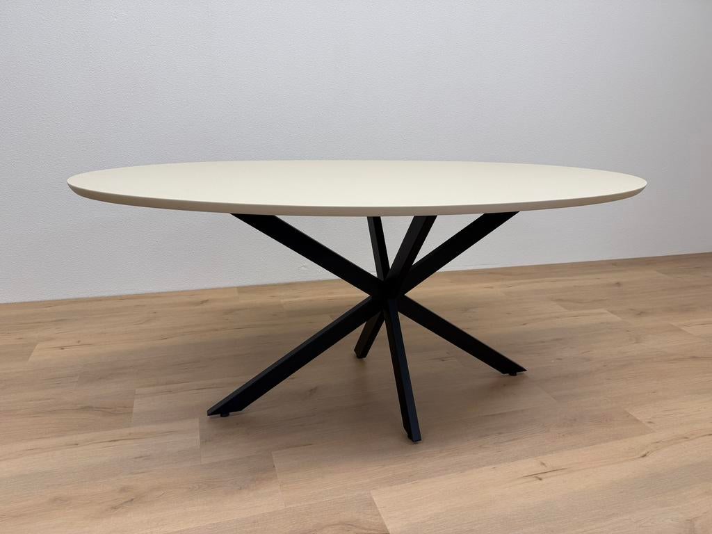 Ovale eettafel Fenix Beige Luxor 180x90 - Direct Leverbaar, Zo goed als nieuw, 150 tot 200 cm, Ovaal, Info@betaalbaar-design.nl