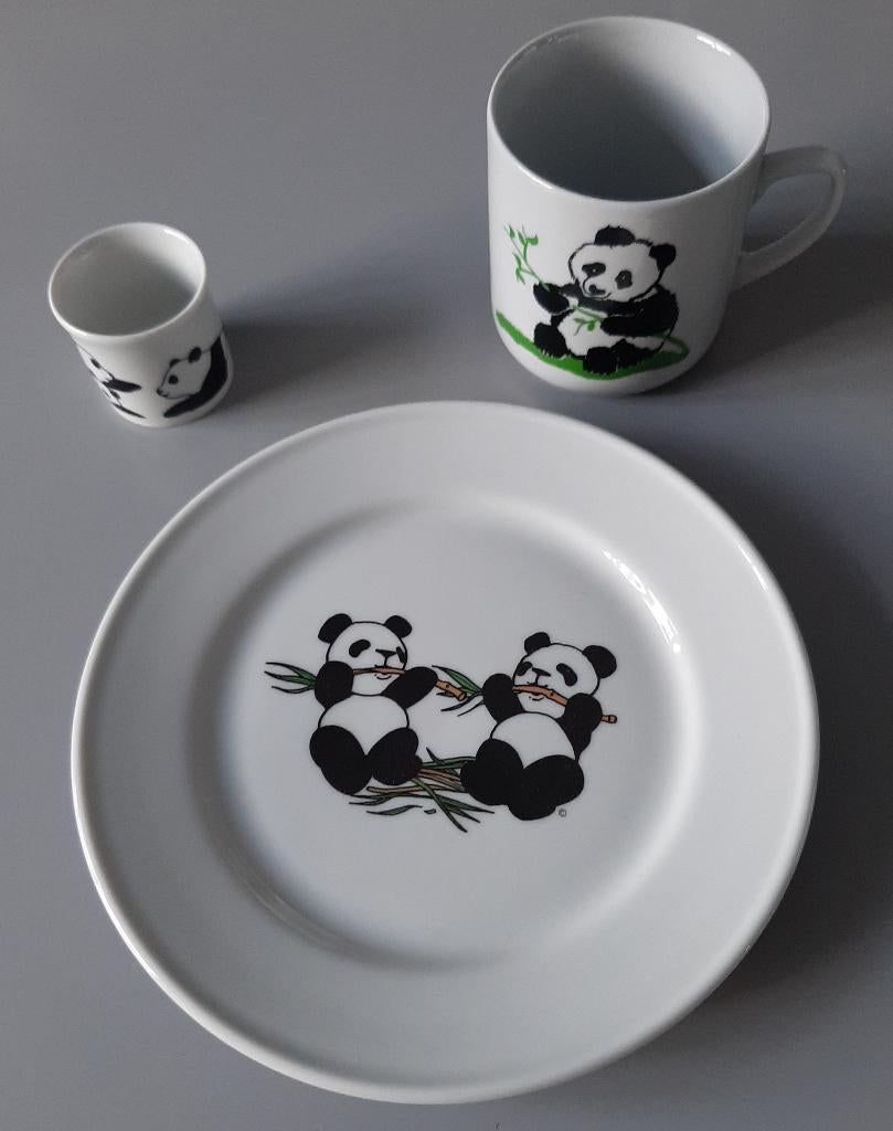 WWF / WNF mok, ontbijtbord en eierdopje met panda beertjes, Ophalen, Overige typen, Zo goed als nieuw, Overige stijlen