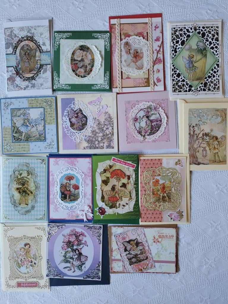 Set Flower Fairies kaarten, handgemaakt, 15 stuk met envelop, Ophalen of Verzenden, Nieuw, Fantasie
