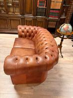 Originele Chesterfield 2-zits bank in cognac leer, Ophalen, Gebruikt, Gosemengelsstraat, Info@chesterfieldjunkie.nl