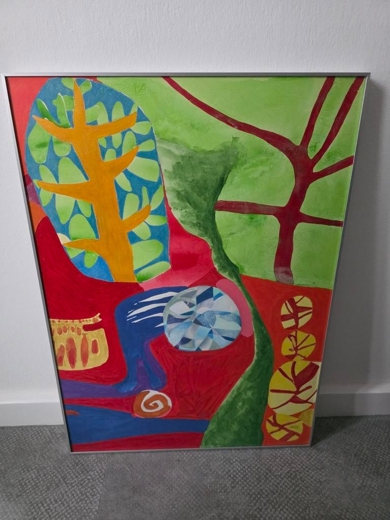 Kunstwerk in RVS lijst 50x70 cm met museumglas, Ophalen