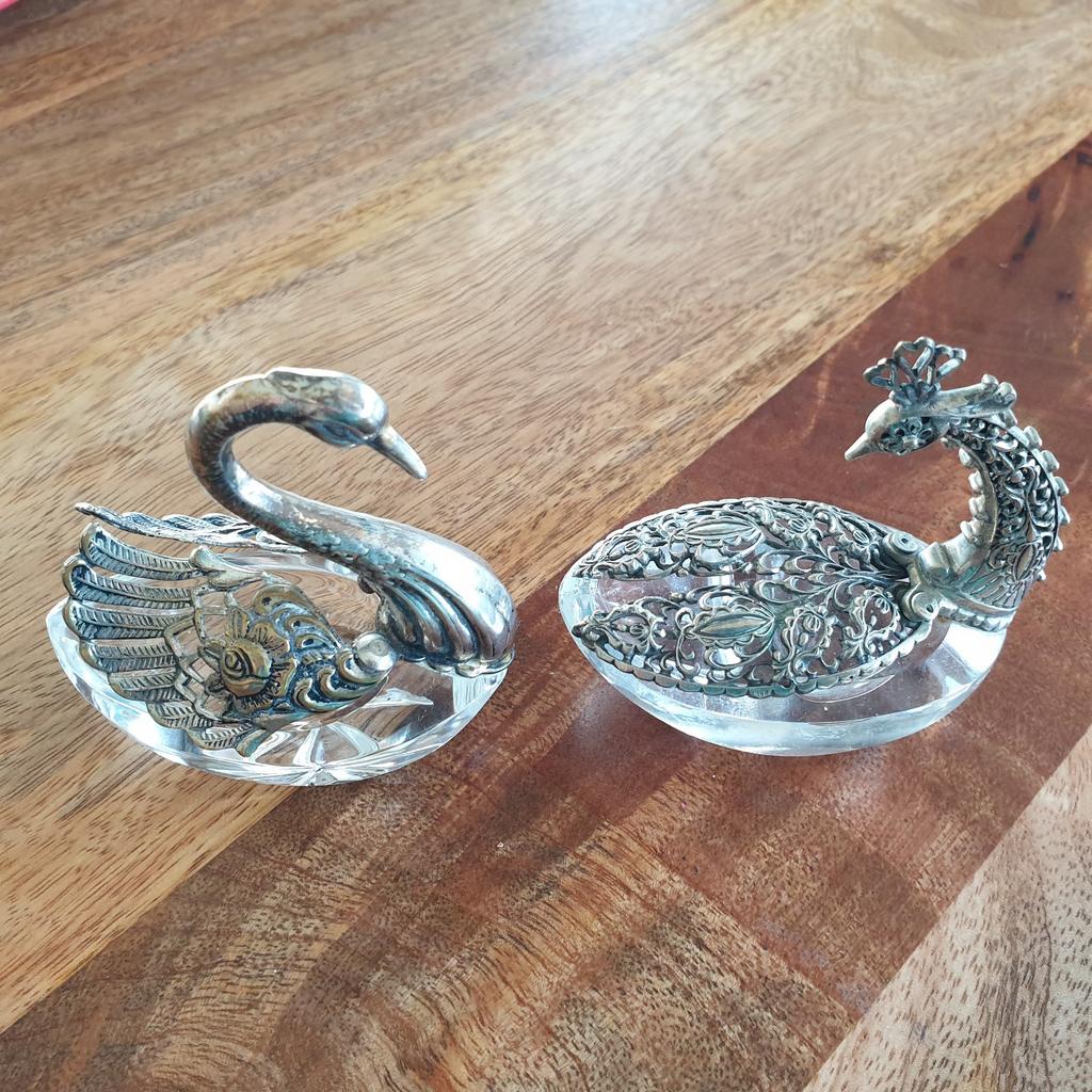 1 verzilverd en 1 verzilverd zoutvaatje, Antiek en Kunst, Antiek | Goud en Zilver, Ophalen of Verzenden, Zilver