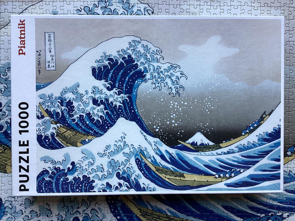 Piatnik puzzel kunst Golf Hokusai 1000 stukjes compleet, Ophalen of Verzenden, 500 t/m 1500 stukjes, Zo goed als nieuw, Legpuzzel