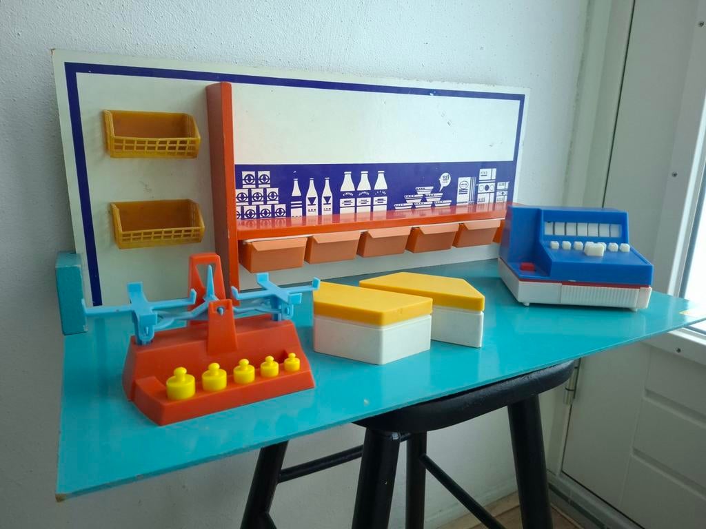 Vintage Okwa speelgoed winkeltje + gratis AH mini's, Ophalen of Verzenden, Gebruikt, Jongen of Meisje