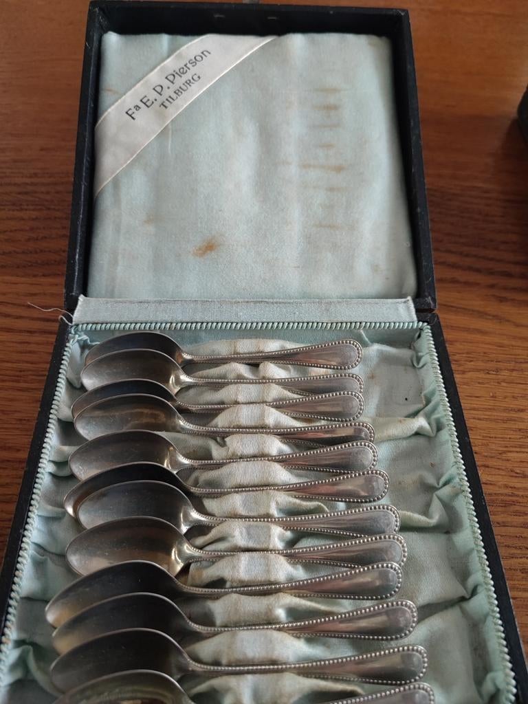 12 Solingen Alpacca theelepeltjes, Antiek en Kunst, Ophalen of Verzenden