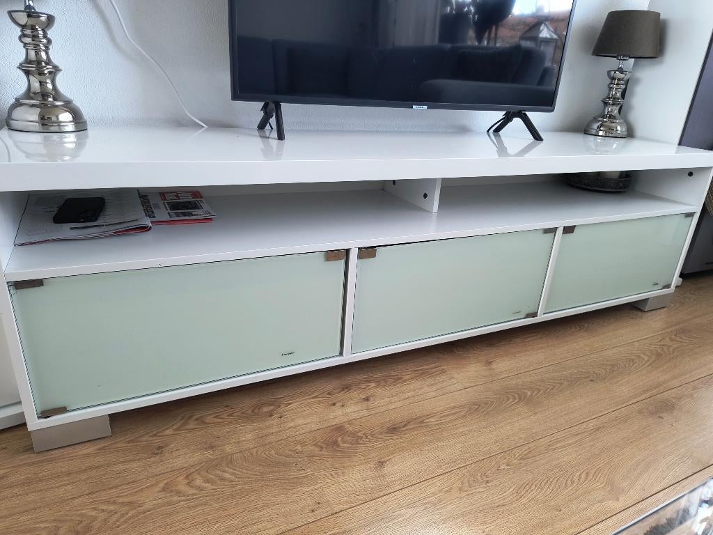 Televisie meubel Wit, Ophalen, Gebruikt, 150 tot 200 cm, Minder dan 100 cm