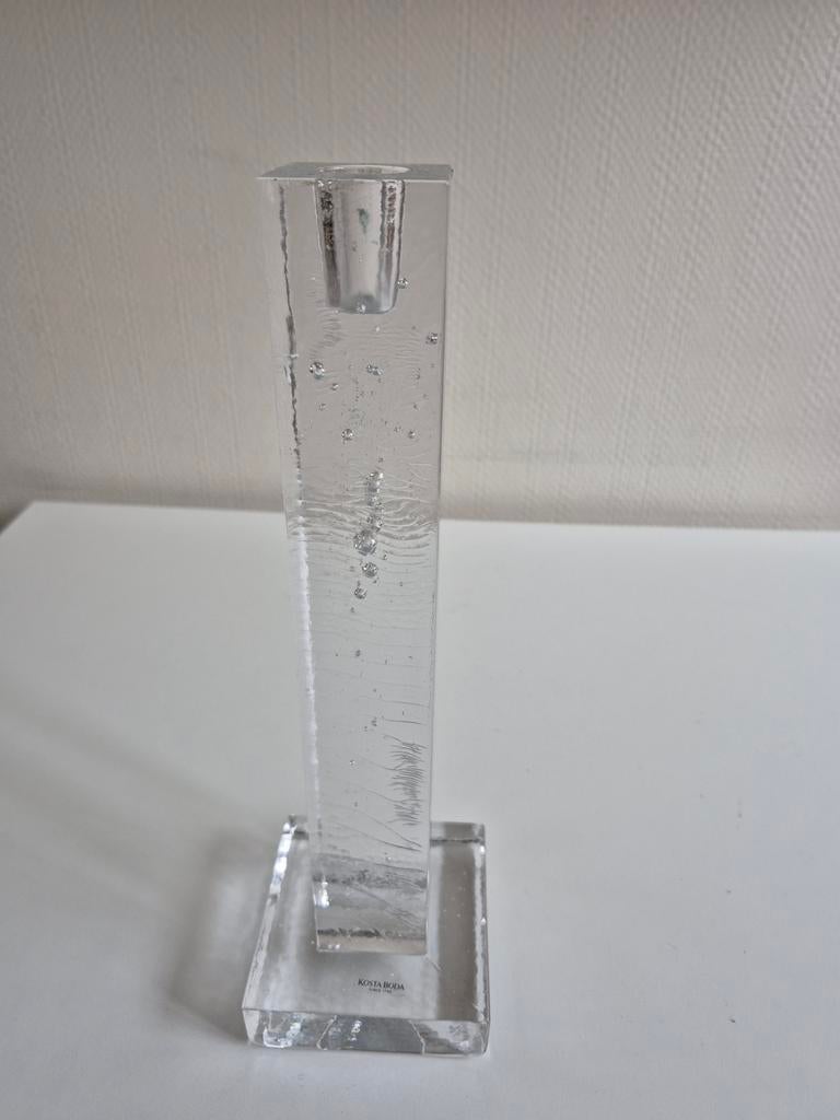 Glazen kandelaar met luchtbellen, Antiek en Kunst, Antiek | Kandelaars, Ophalen of Verzenden, Glas