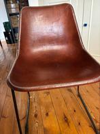 Soy y Luna stoel - Bruin leer met metalen onderstel, Gebruikt, Bruin, Leer, Ophalen of Verzenden
