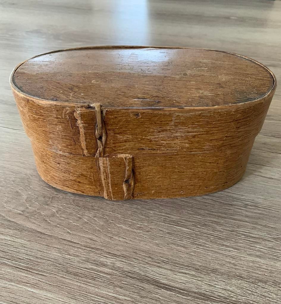 Antieke houten gebogen spanen doos Mutsendoos, Antiek en Kunst, Ophalen of Verzenden