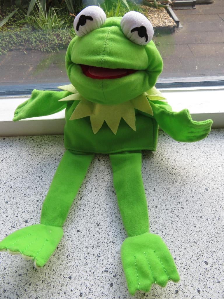 Handpop Kermit de Kikker The Muppets AH Mega poppenkastpop, Ophalen of Verzenden, Zo goed als nieuw, Kikker