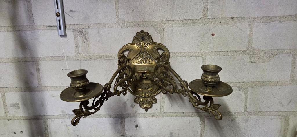 Koperen kandelaar voor aan de muur, Antiek en Kunst, Ophalen