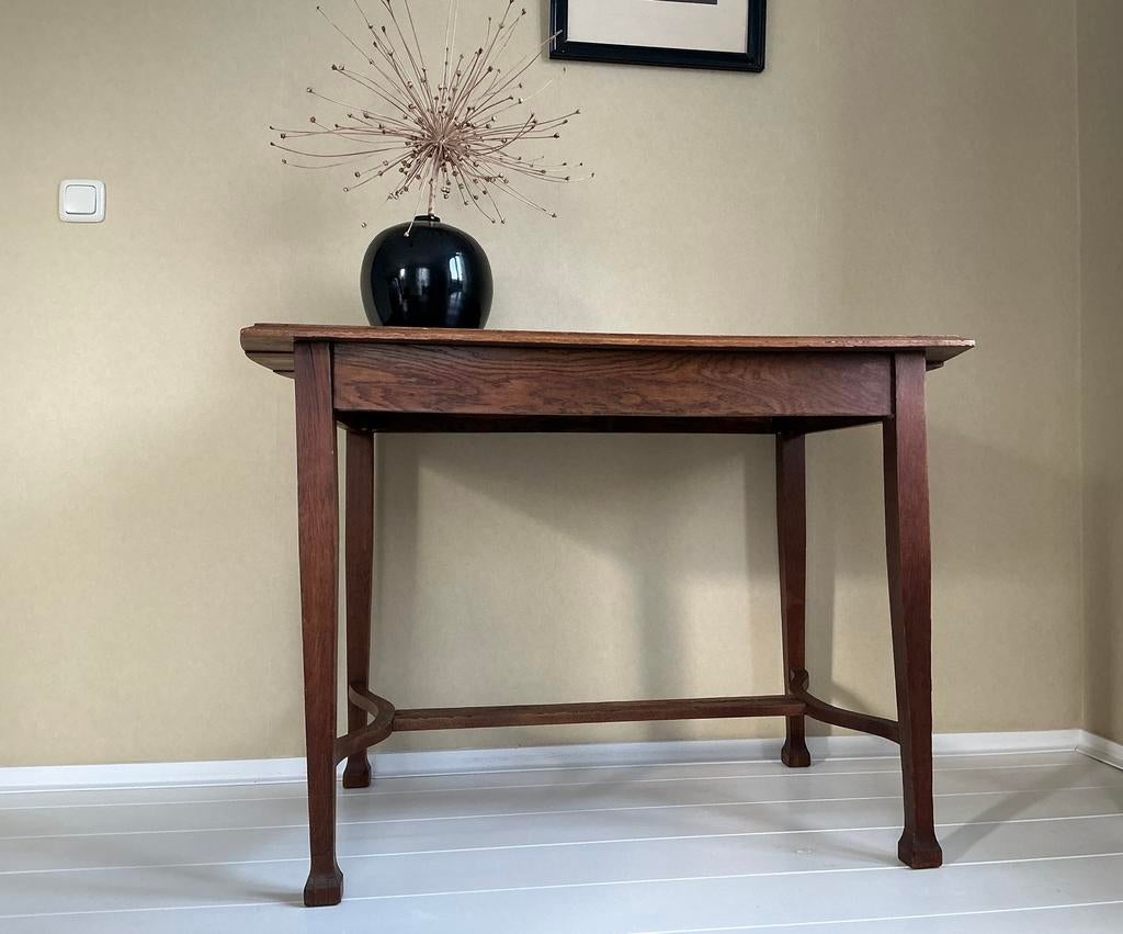 Antiek eiken schrijftafel L108 B67 H75cm bijzet tafel, Antiek en Kunst, Ophalen of Verzenden