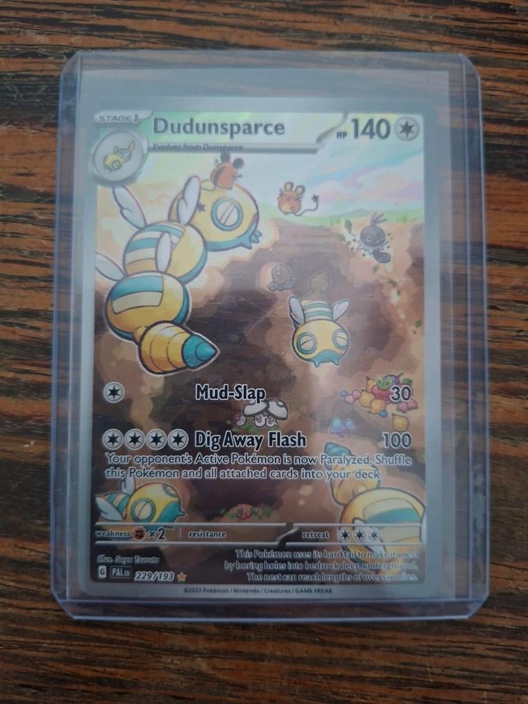 Dudunsparce Pokemon Kaart 229/193 paldea evolved, Ophalen of Verzenden, Zo goed als nieuw, Losse kaart, Foil