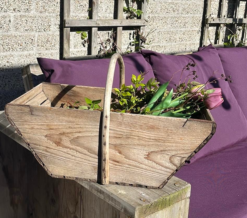 Frans brocante houten mand, Ophalen of Verzenden, Zo goed als nieuw, Rond, Hout