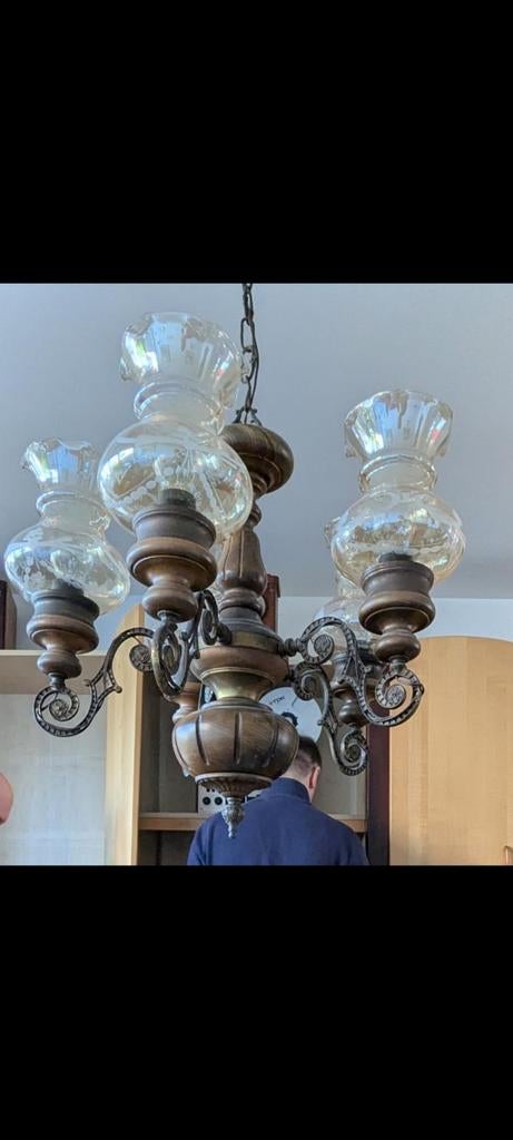 Vintage hanglamp / kroonluchter, Ophalen, Glas