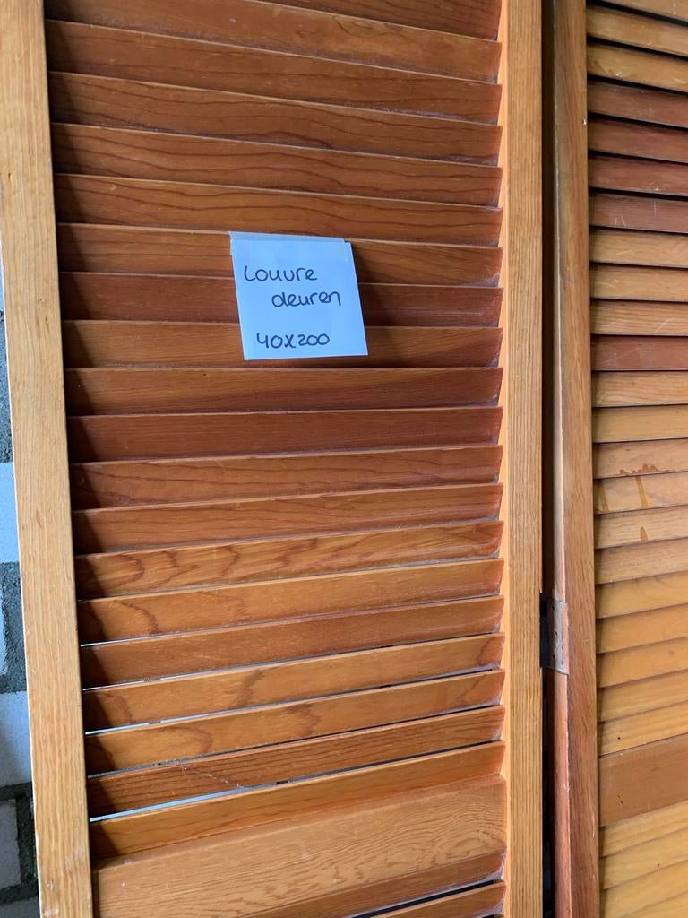 4 Vintage grenen louvredeuren 40x200, Doe-het-zelf en Verbouw, Deuren en Horren, Ophalen, Gebruikt, Minder dan 80 cm, Binnendeur