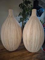 Set van 2 grote rieten sier vazen - 60cm hoog, Ophalen, Overige materialen, Gebruikt, Overige kleuren