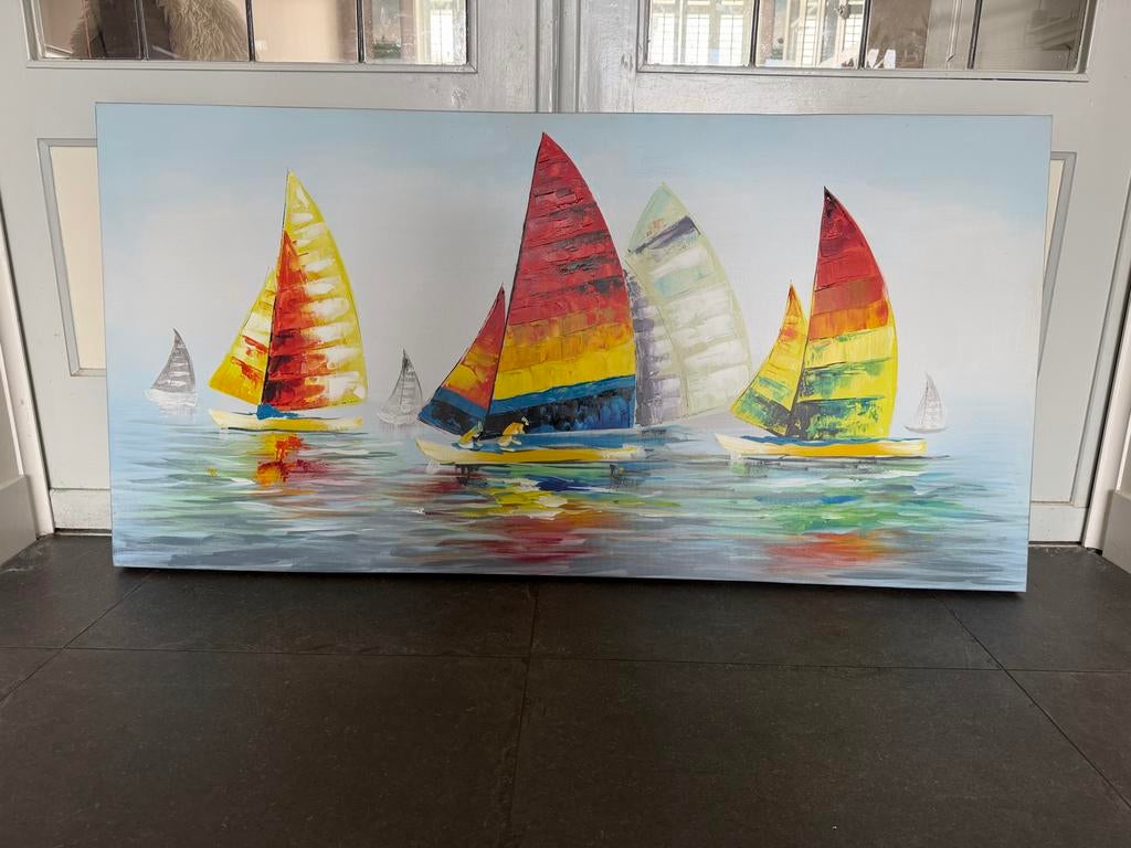 Schilderij zeilboten, Antiek en Kunst, Ophalen of Verzenden