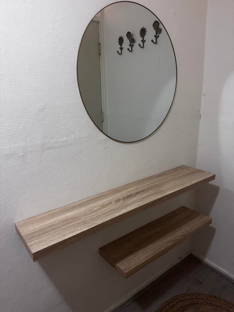 Spiegel met twee planken, Ophalen, Zo goed als nieuw, 50 tot 100 cm, Minder dan 100 cm