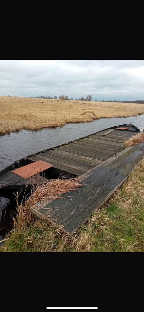Houten vlot/werkboot, Watersport en Boten, Ophalen, Gebruikt